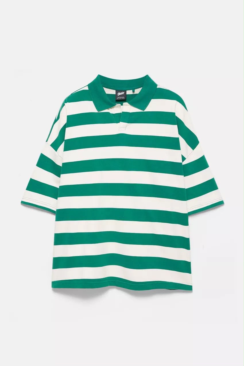 Bull & Bear Short Sleeve T-Shirt – Green & White