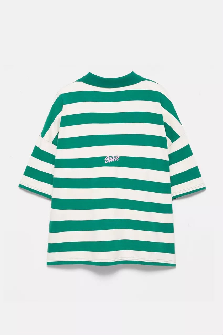 Bull & Bear Short Sleeve T-Shirt – Green & White