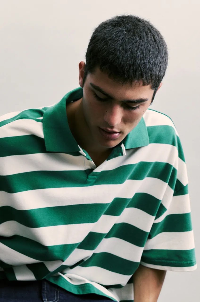 Bull & Bear Short Sleeve T-Shirt – Green & White