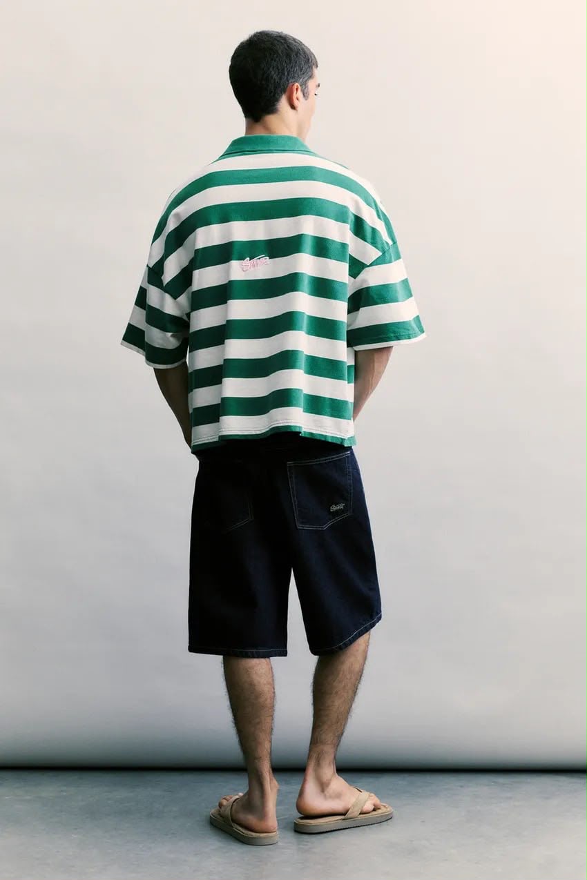 Bull & Bear Short Sleeve T-Shirt – Green & White