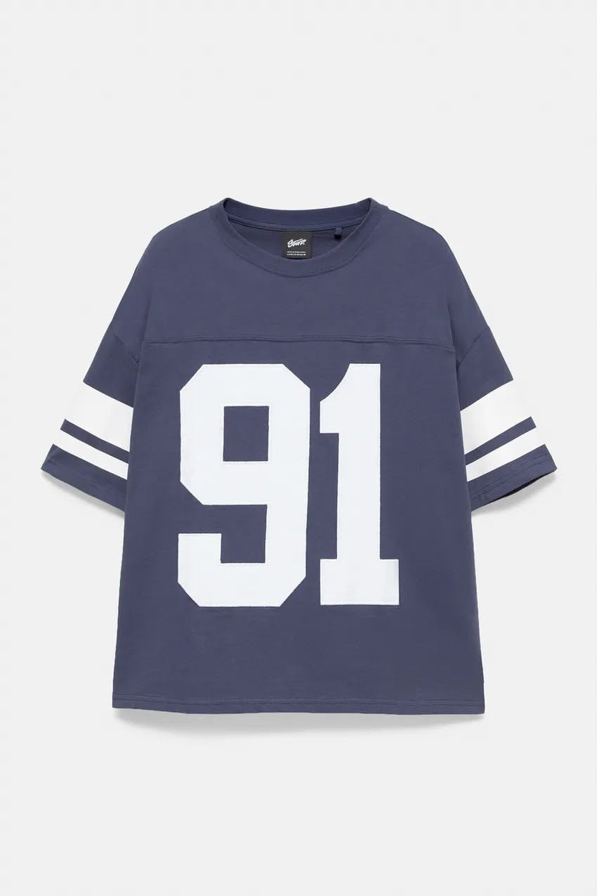 Bull & Bear Jersey – Navy Blue & White