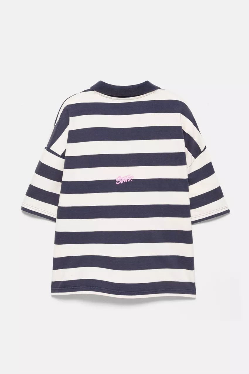 Bull & Bear Short Sleeve T-Shirt – Navy Blue & White
