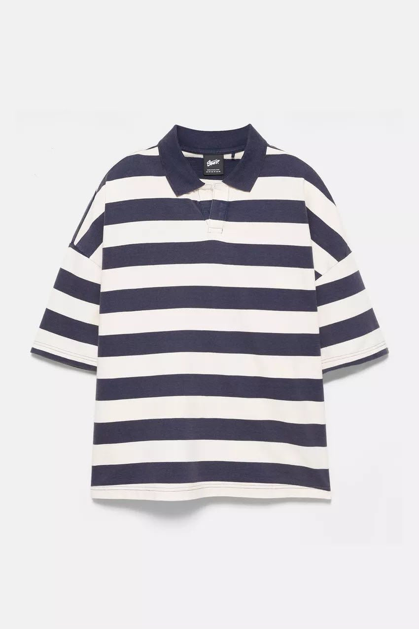 Bull & Bear Short Sleeve T-Shirt – Navy Blue & White