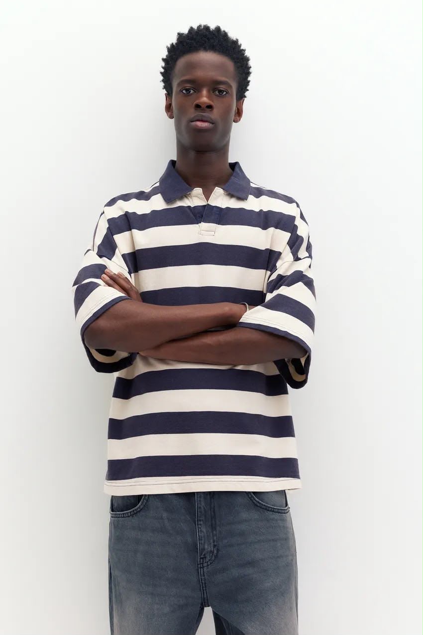 Bull & Bear Short Sleeve T-Shirt – Navy Blue & White